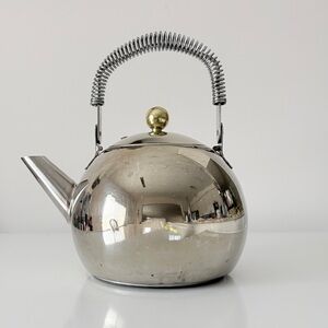 Vintage IKEA Stainless Steel Tea Kettle made in South Korea 1980s